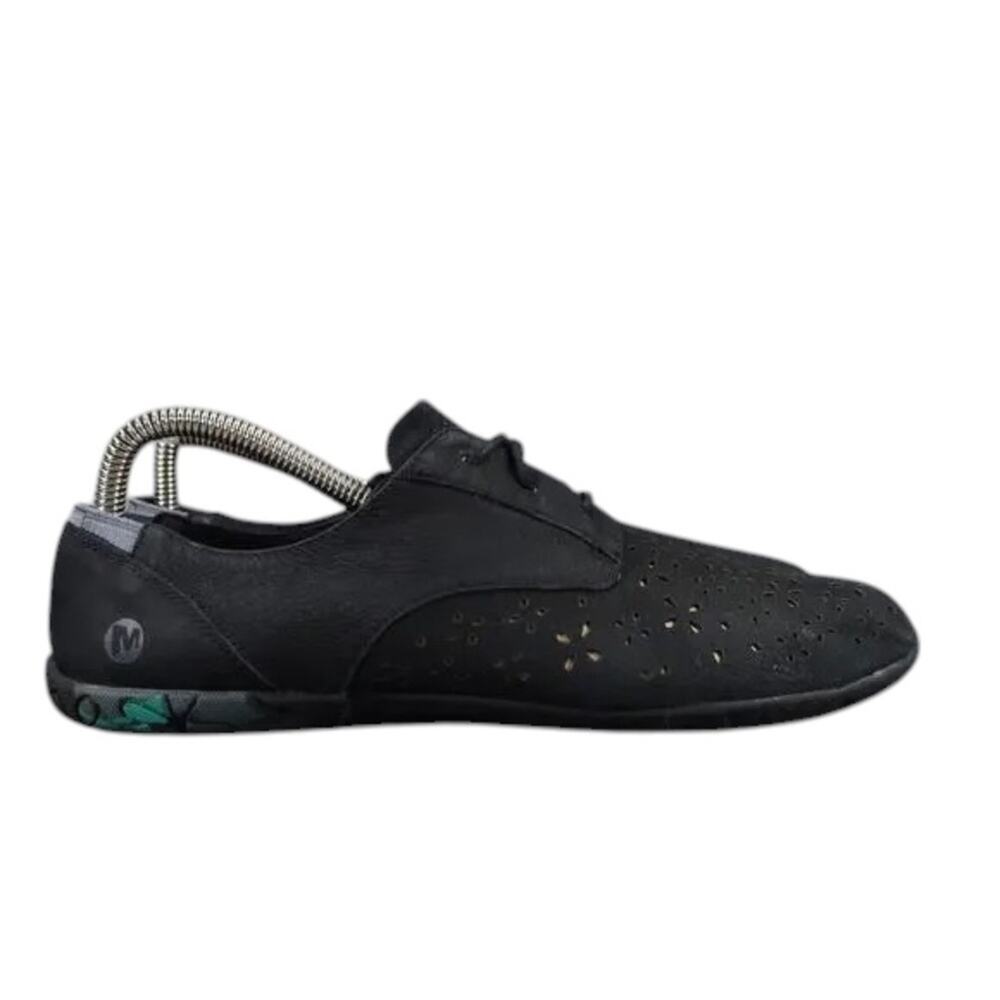 Merrell Shoes Womens 8 Casual Leather Sneakers Black Mimix Maze Eyelet Laser Cut